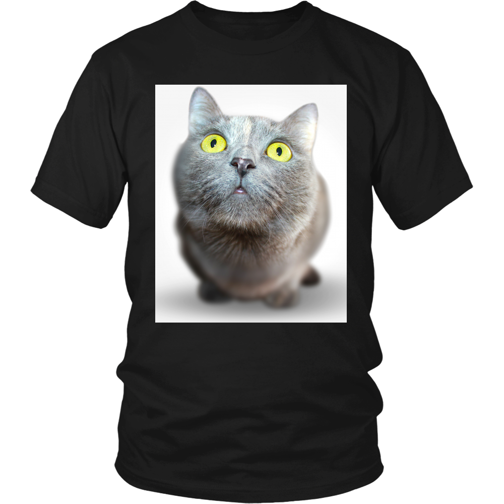 Grey Cat Green Eyes T-shirt 2 - Image 3
